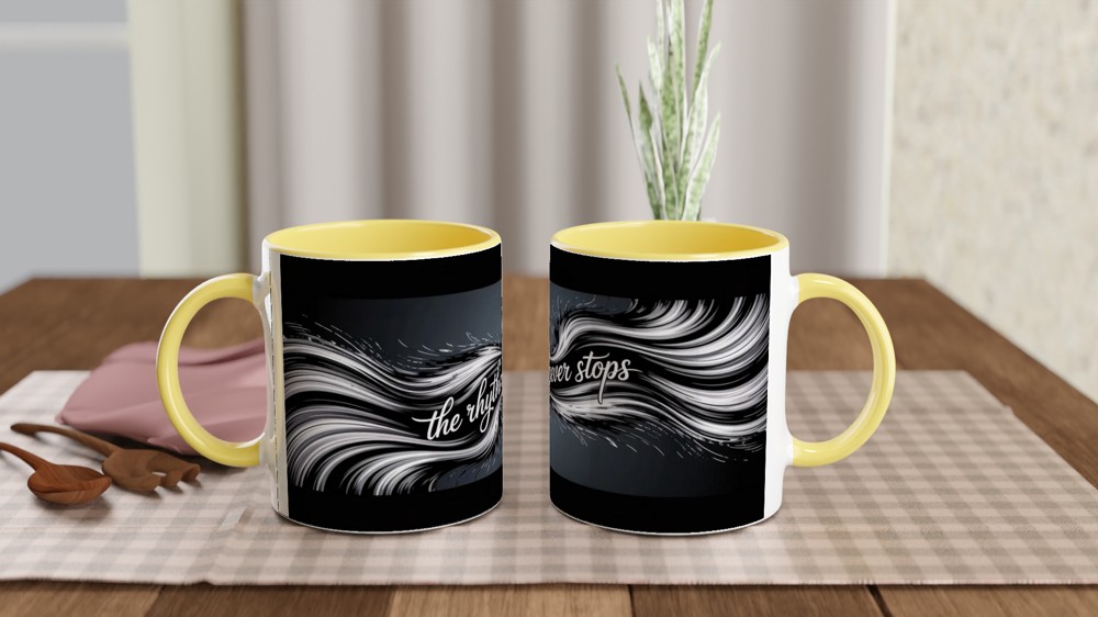 Musical Theatre Mug | 'The Rhythm Never Stops' Dance Art | Theatre Lover Gift | MJ Musical Inspired Present — view 8