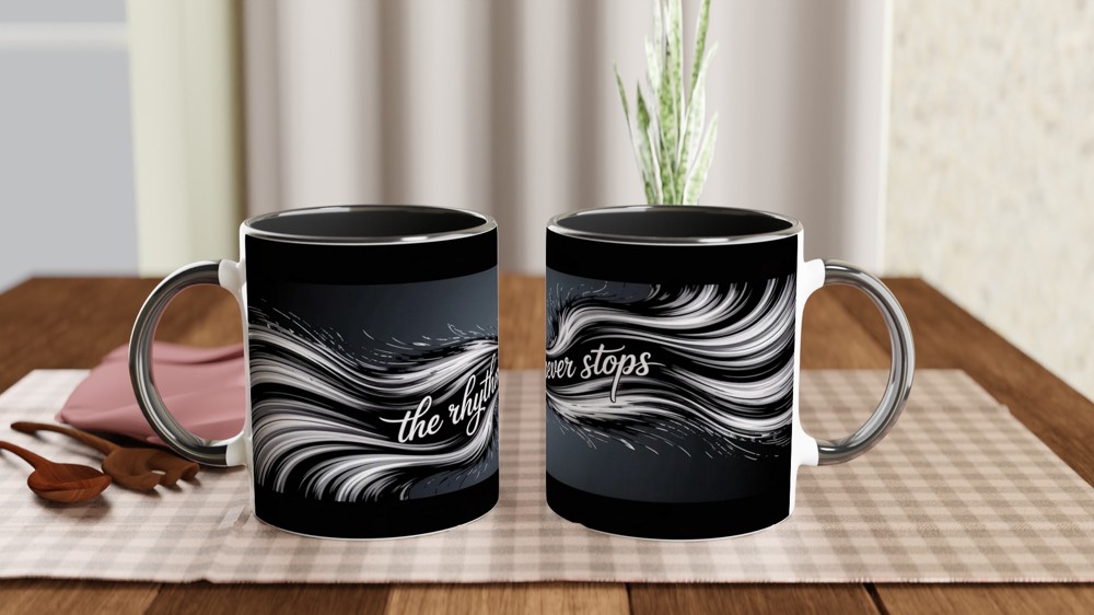 Musical Theatre Mug | 'The Rhythm Never Stops' Dance Art | Theatre Lover Gift | MJ Musical Inspired Present — view 9