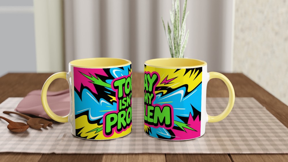 Today Isn't My Problem Mug | Sarcastic Colleague Gift | Funny Leaving Mug | Neon Graffiti Design — view 8