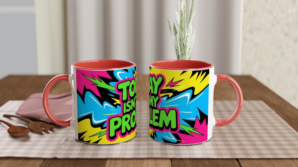 Today Isn't My Problem Mug | Sarcastic Colleague Gift | Funny Leaving Mug | Neon Graffiti Design — view 7