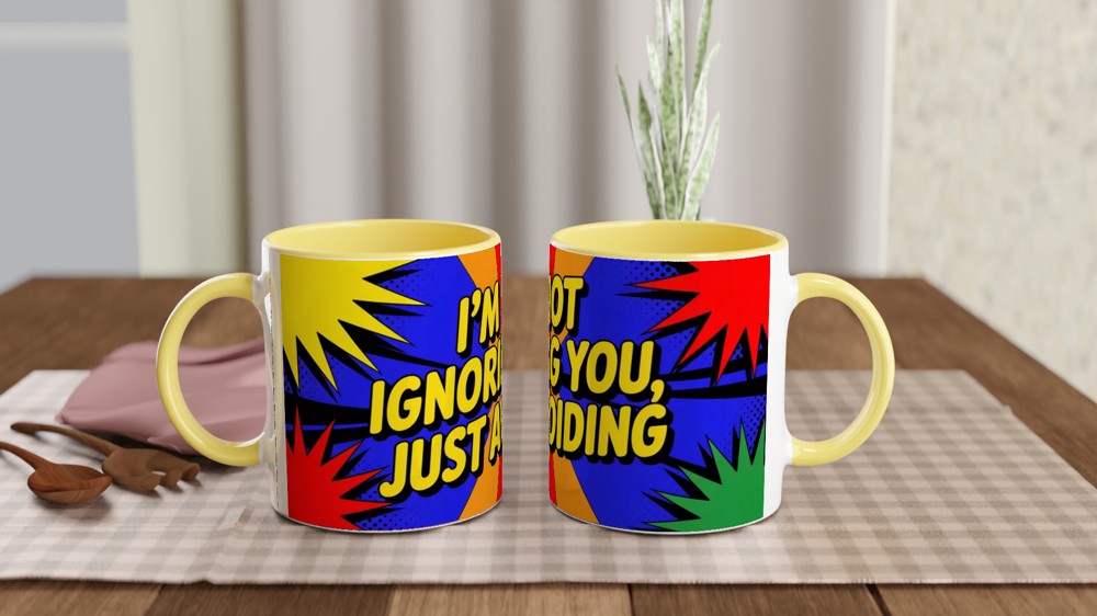 Sassy Quote Mug | I'm Not Ignoring You Just Avoiding | Funny Pop Art Coffee Cup | Birthday Gift for Best Friend — view 8