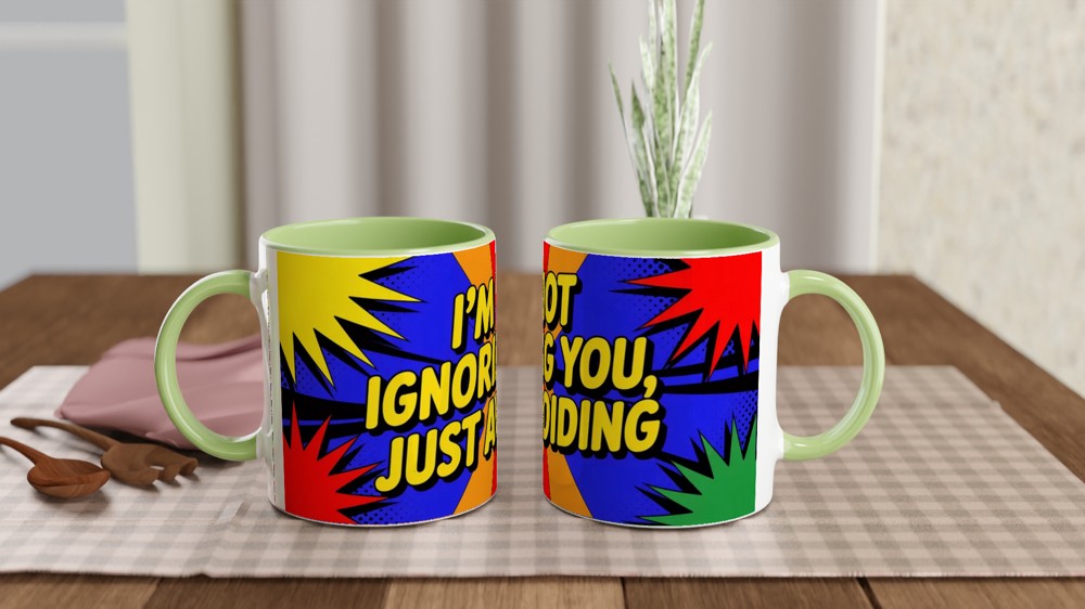 Sassy Quote Mug | I'm Not Ignoring You Just Avoiding | Funny Pop Art Coffee Cup | Birthday Gift for Best Friend — view 5