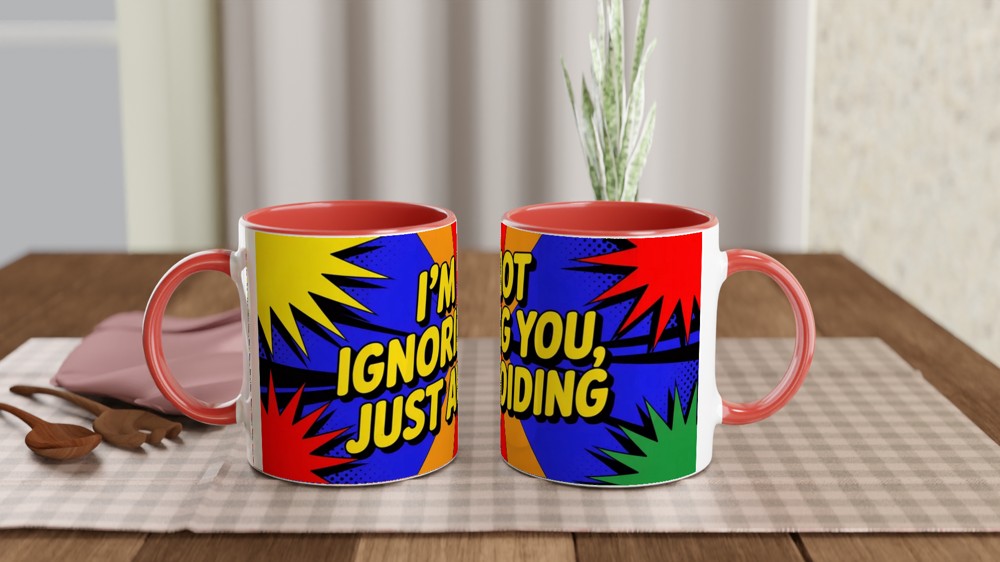 Sassy Quote Mug | I'm Not Ignoring You Just Avoiding | Funny Pop Art Coffee Cup | Birthday Gift for Best Friend — view 7