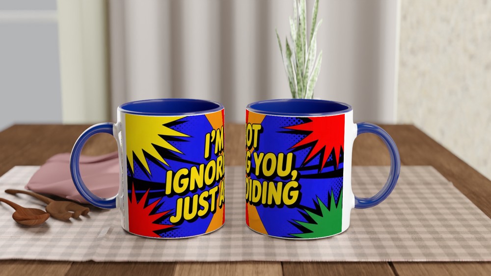 Sassy Quote Mug | I'm Not Ignoring You Just Avoiding | Funny Pop Art Coffee Cup | Birthday Gift for Best Friend — view 4