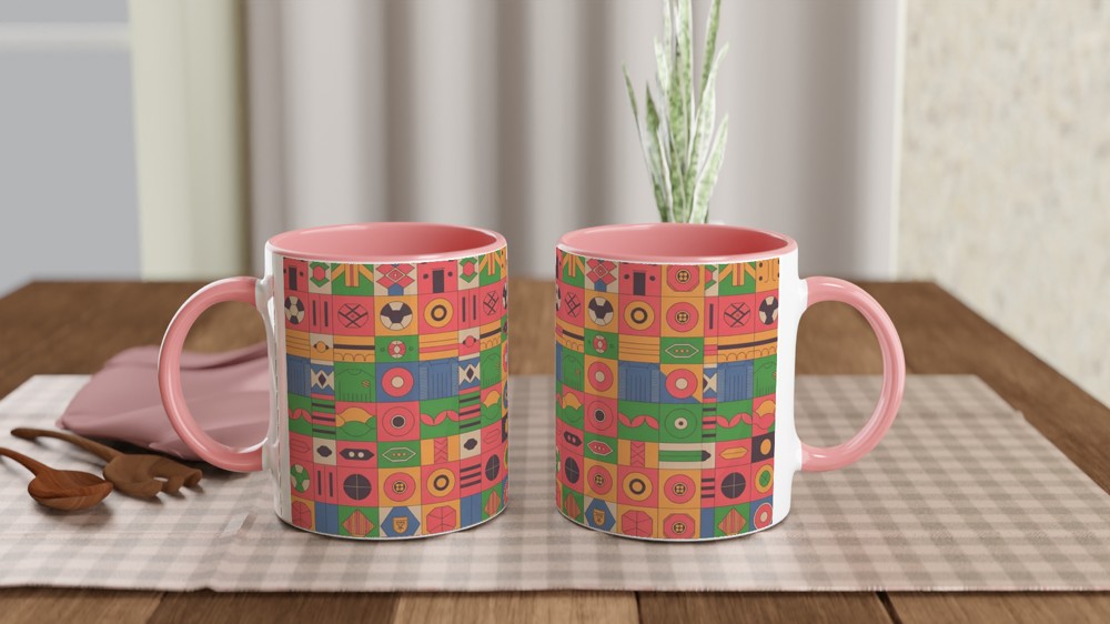 Retro Football Shirt Pattern Mug | Classic Soccer Design Gift for Him | Vintage Football Geometric Print Mug | Dad Birthday Gift — view 6