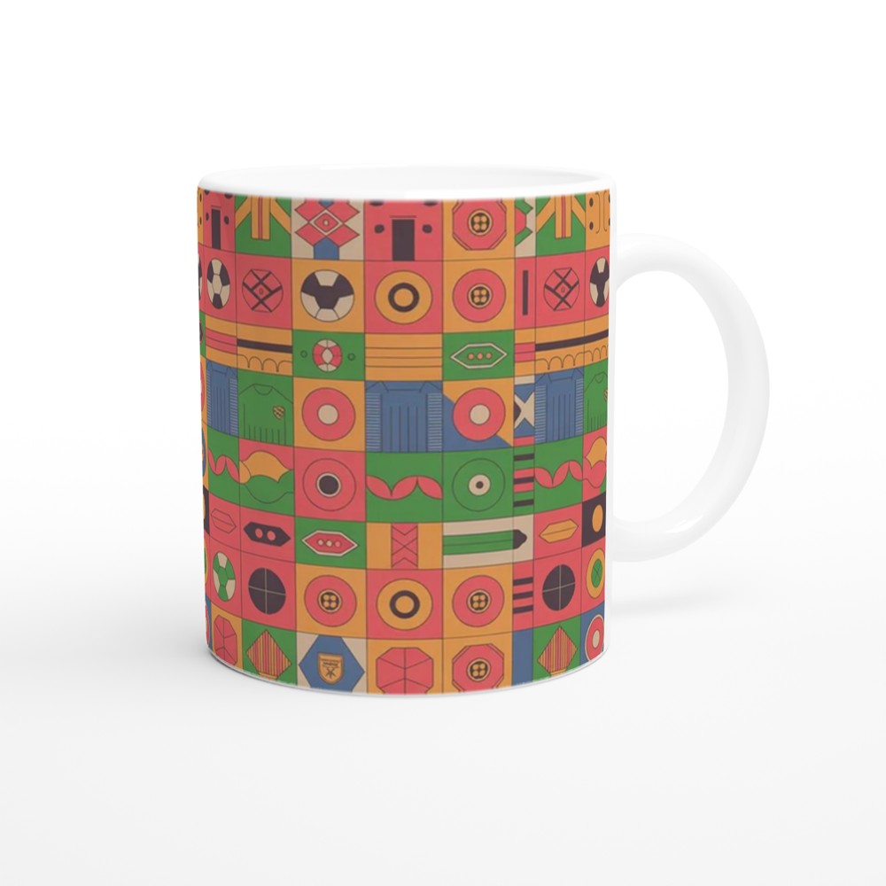 Retro Football Shirt Pattern Mug | Classic Soccer Design Gift for Him | Vintage Football Geometric Print Mug | Dad Birthday Gift — view 12