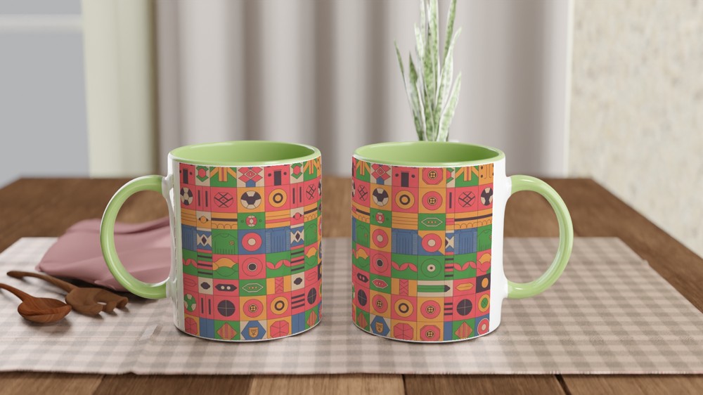Retro Football Shirt Pattern Mug | Classic Soccer Design Gift for Him | Vintage Football Geometric Print Mug | Dad Birthday Gift — view 5