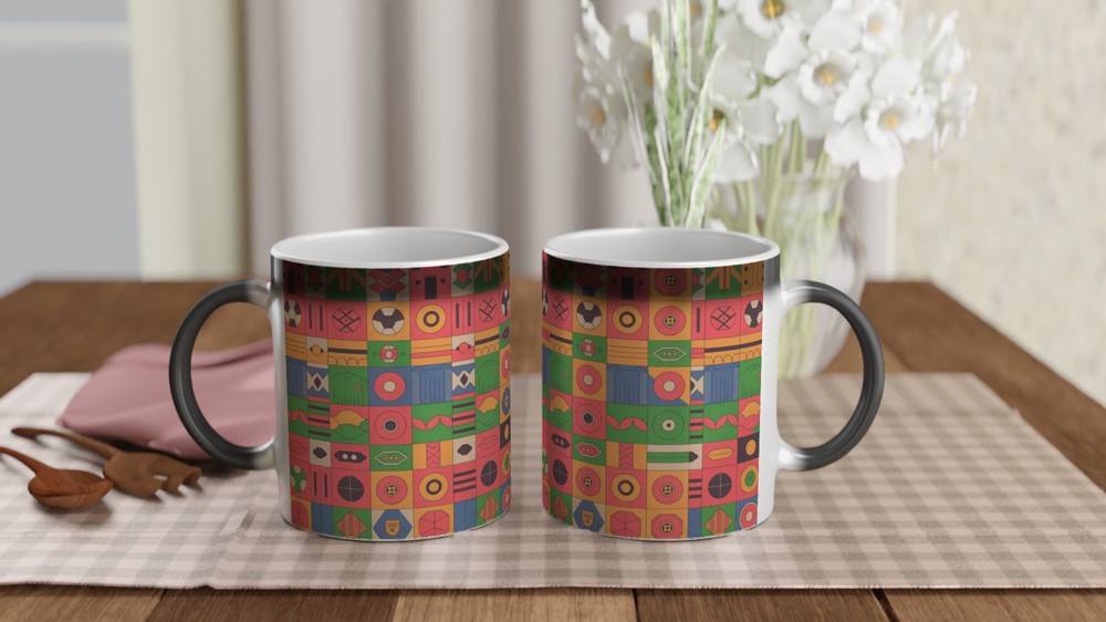 Retro Football Shirt Pattern Mug | Classic Soccer Design Gift for Him | Vintage Football Geometric Print Mug | Dad Birthday Gift — view 3