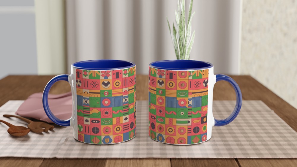 Retro Football Shirt Pattern Mug | Classic Soccer Design Gift for Him | Vintage Football Geometric Print Mug | Dad Birthday Gift — view 4