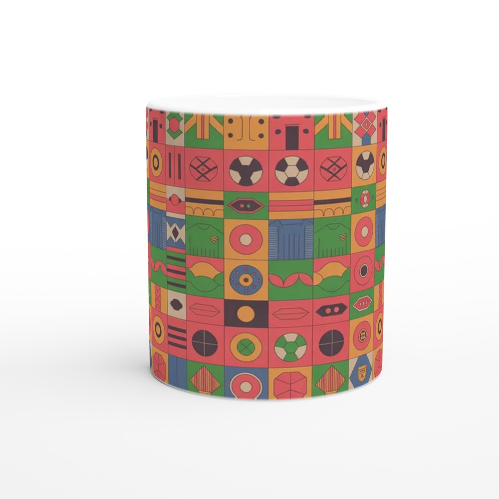Retro Football Shirt Pattern Mug | Classic Soccer Design Gift for Him | Vintage Football Geometric Print Mug | Dad Birthday Gift — view 11