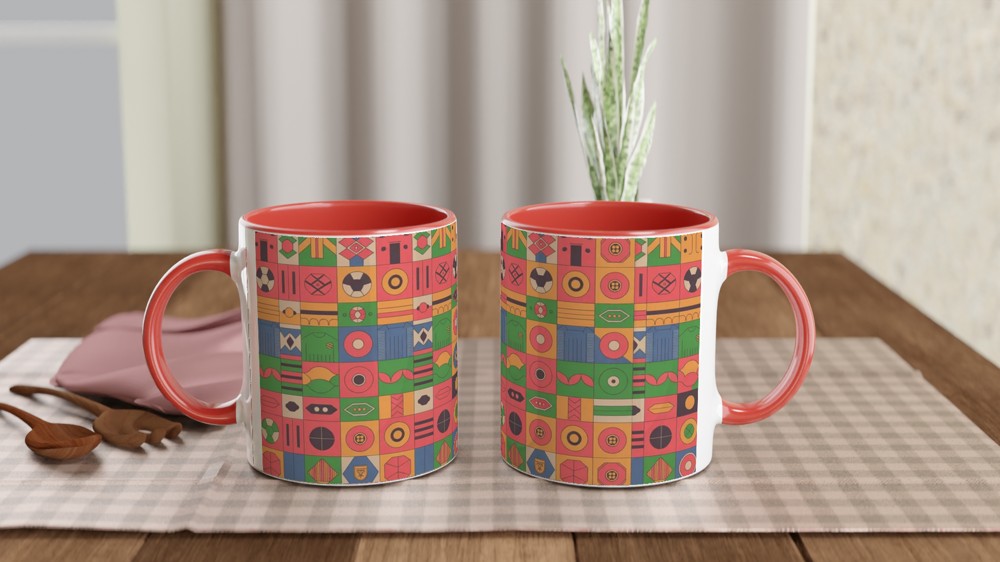 Retro Football Shirt Pattern Mug | Classic Soccer Design Gift for Him | Vintage Football Geometric Print Mug | Dad Birthday Gift — view 7