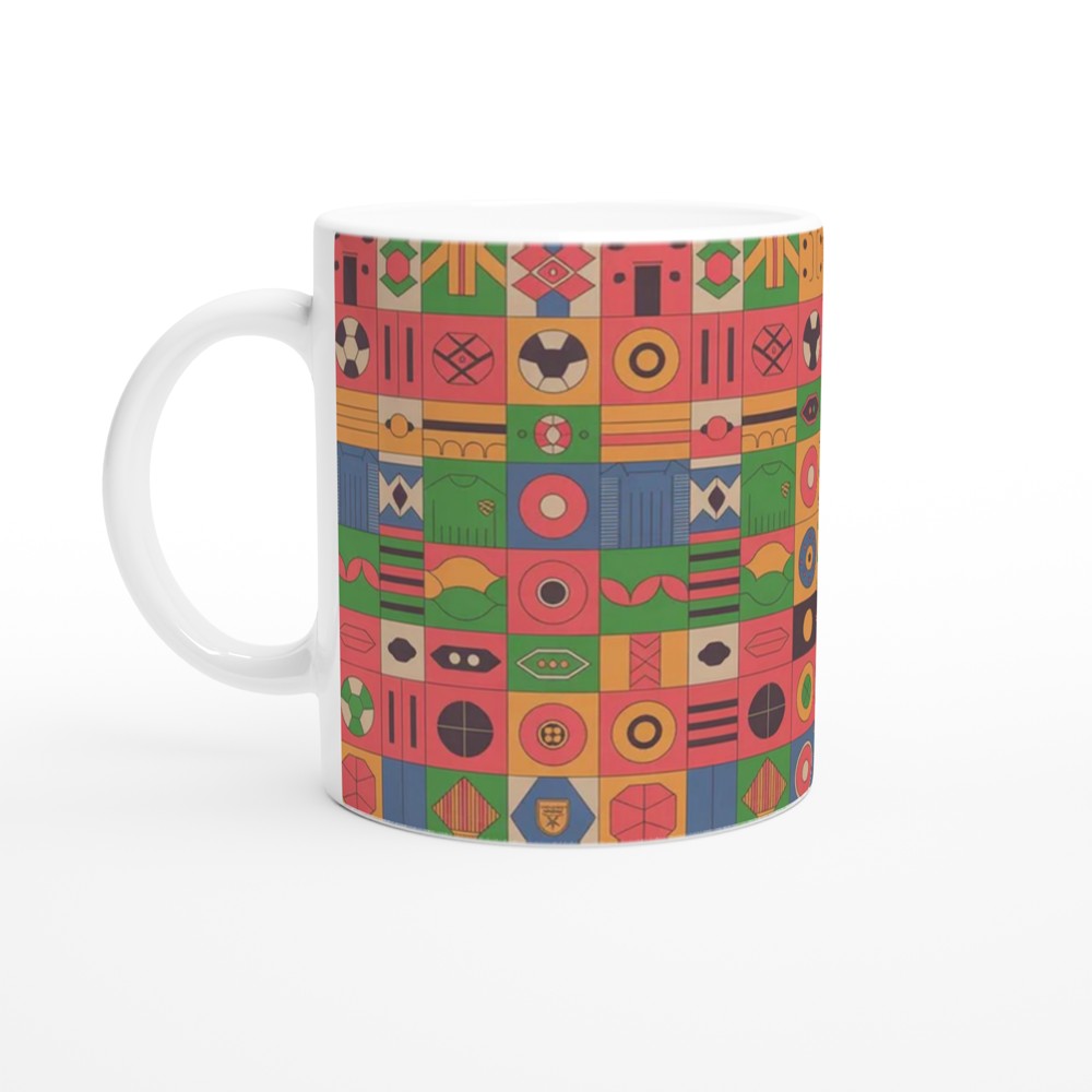 Retro Football Shirt Pattern Mug | Classic Soccer Design Gift for Him | Vintage Football Geometric Print Mug | Dad Birthday Gift — view 10