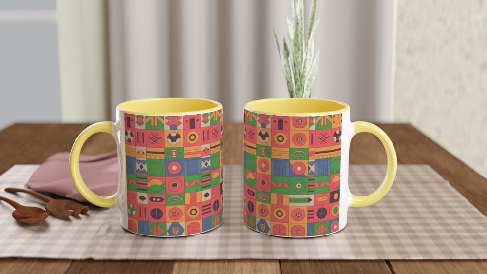Retro Football Shirt Pattern Mug | Classic Soccer Design Gift for Him | Vintage Football Geometric Print Mug | Dad Birthday Gift — view 8