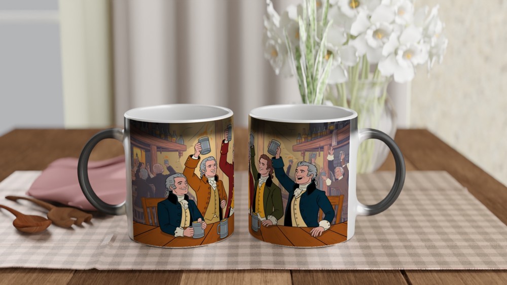Founding Fathers Tavern Toast Colonial Illustration Mug — view 3
