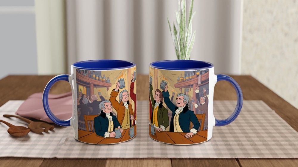 Founding Fathers Tavern Toast Colonial Illustration Mug — view 4