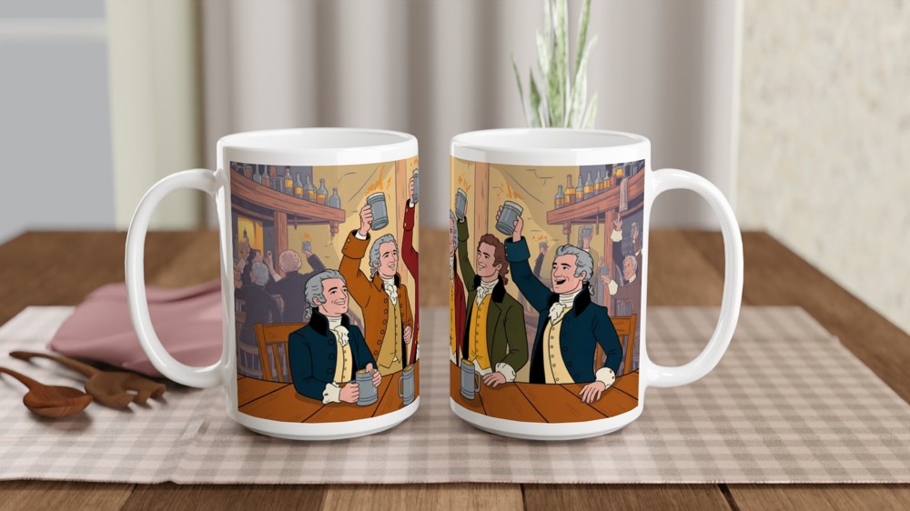 Founding Fathers Tavern Toast Colonial Illustration Mug — view 2