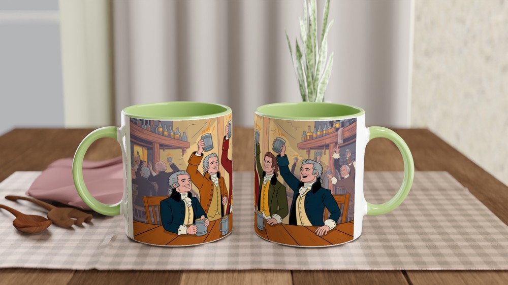 Founding Fathers Tavern Toast Colonial Illustration Mug — view 5