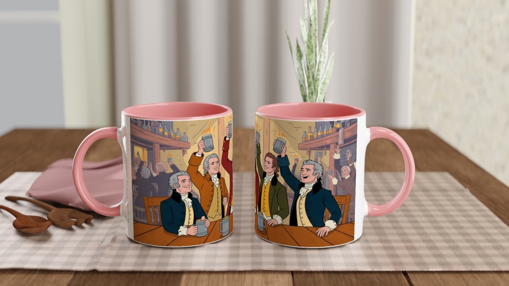 Founding Fathers Tavern Toast Colonial Illustration Mug — view 6