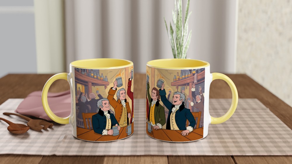 Founding Fathers Tavern Toast Colonial Illustration Mug — view 8