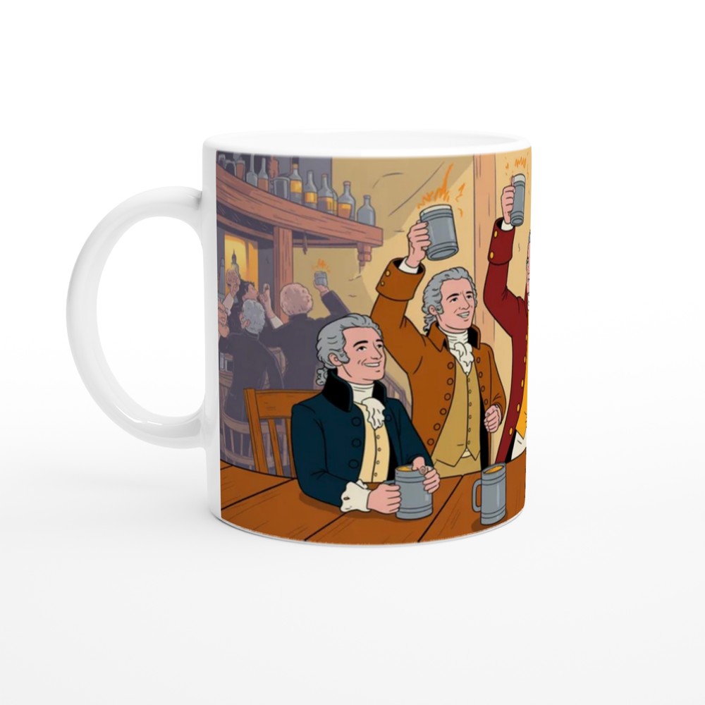 Founding Fathers Tavern Toast Colonial Illustration Mug — view 10