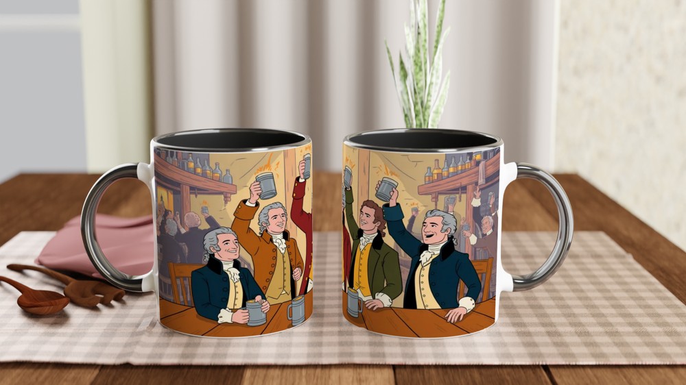 Founding Fathers Tavern Toast Colonial Illustration Mug — view 9