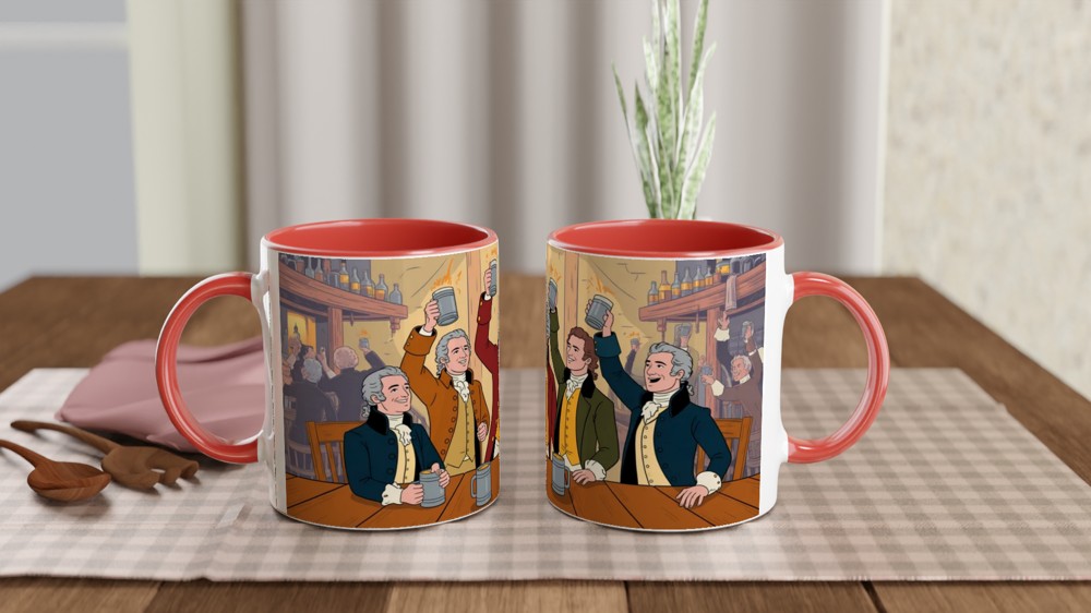 Founding Fathers Tavern Toast Colonial Illustration Mug — view 7