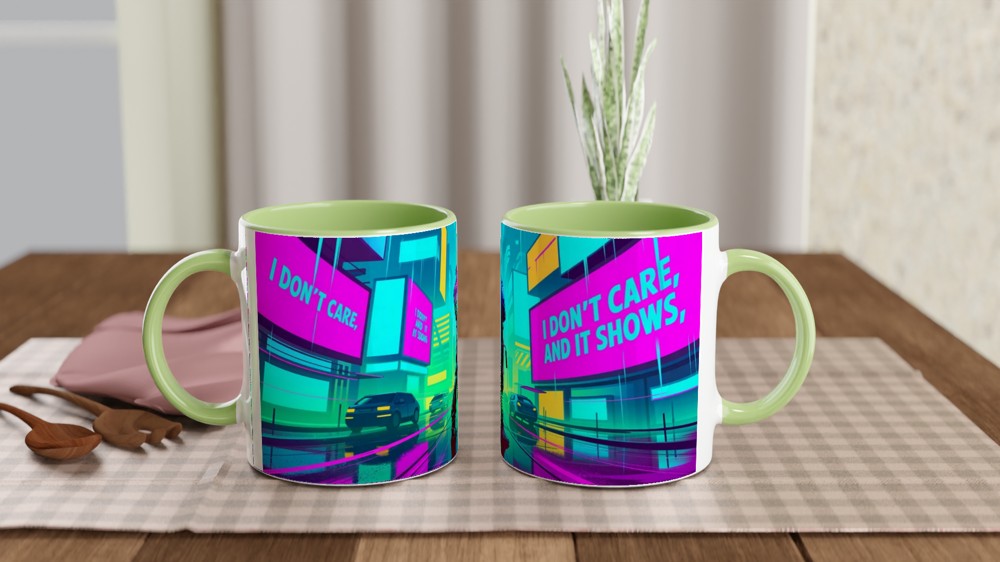 I Don't Care And It Shows - Cyberpunk Neon City Mug — view 5