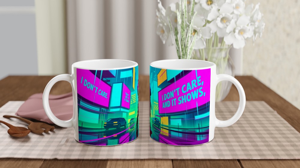 I Don't Care And It Shows - Cyberpunk Neon City Mug