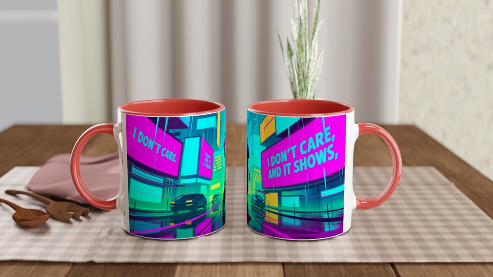 I Don't Care And It Shows - Cyberpunk Neon City Mug — view 7