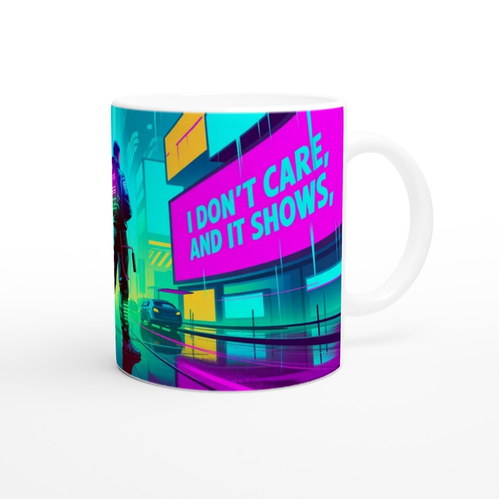 I Don't Care And It Shows - Cyberpunk Neon City Mug — view 12