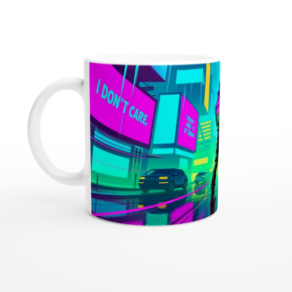 I Don't Care And It Shows - Cyberpunk Neon City Mug — view 10