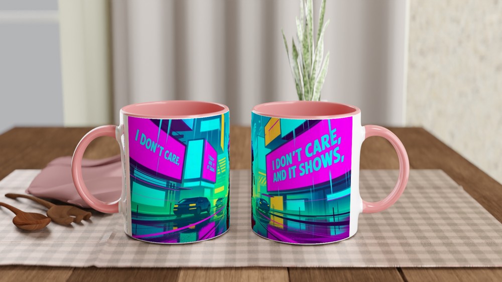 I Don't Care And It Shows - Cyberpunk Neon City Mug — view 6