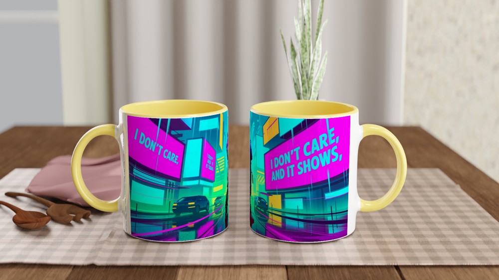 I Don't Care And It Shows - Cyberpunk Neon City Mug — view 8