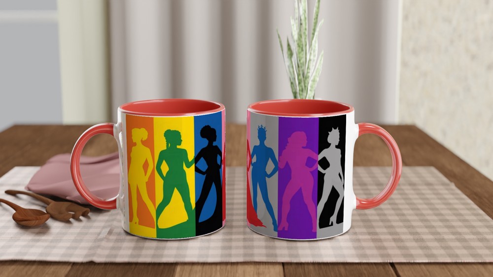 Colorful Queen Silhouettes Rainbow Pop Art Mug — view 7