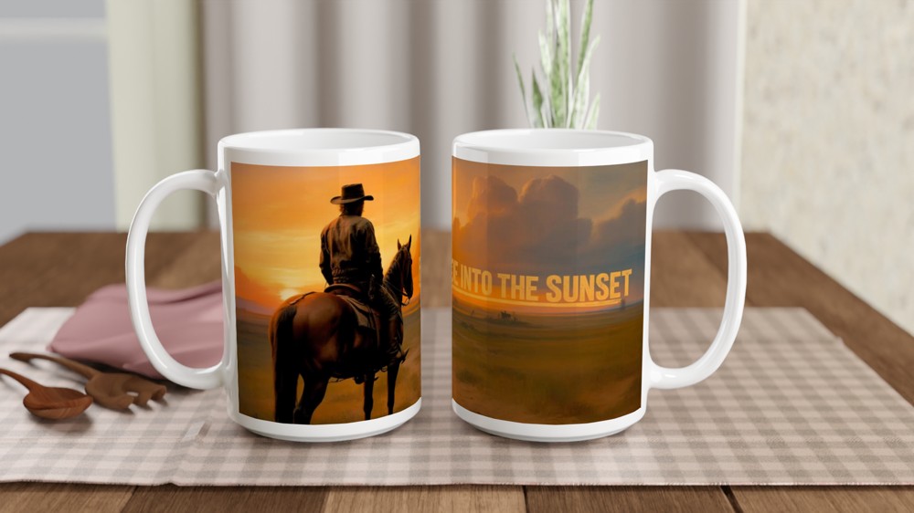 Ride Into The Sunset Western Cowboy Mug — view 2
