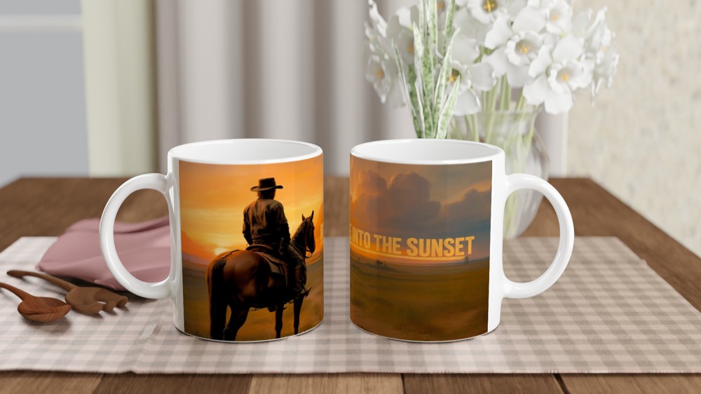 Ride Into The Sunset Western Cowboy Mug