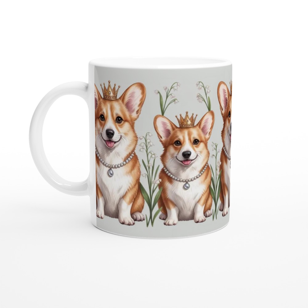 Royal Corgi Dogs with Crowns and Pearls Pattern Mug — view 10