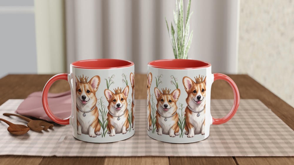 Royal Corgi Dogs with Crowns and Pearls Pattern Mug — view 7