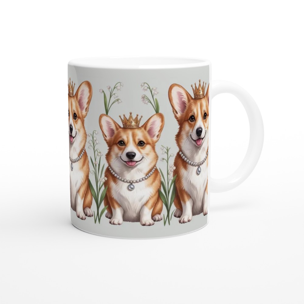 Royal Corgi Dogs with Crowns and Pearls Pattern Mug — view 12
