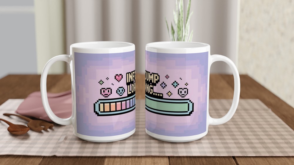 Infodump Loading Pixel Art Retro Gaming Style Mug — view 2