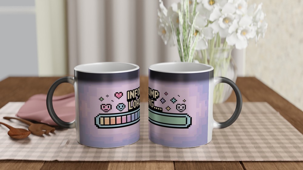 Infodump Loading Pixel Art Retro Gaming Style Mug — view 3