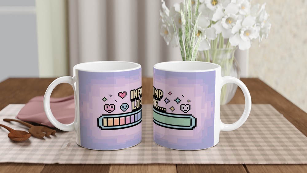 Infodump Loading Pixel Art Retro Gaming Style Mug