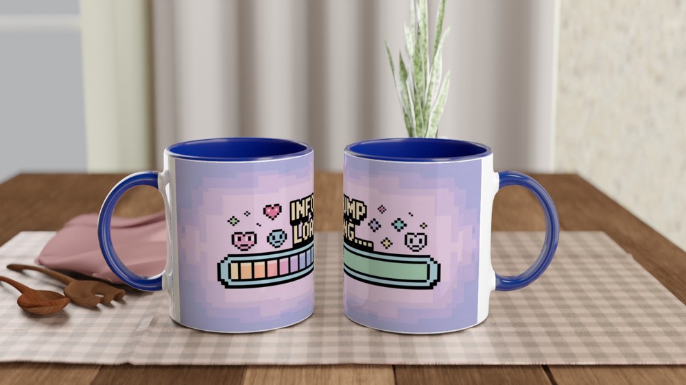 Infodump Loading Pixel Art Retro Gaming Style Mug — view 4
