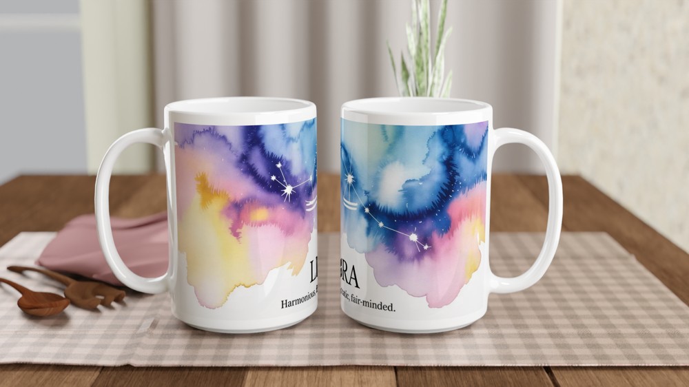Libra Zodiac Mug | Astrology Constellation Gift | Star Sign Birthday Present | Harmonious Diplomatic Fair-Minded Mug — view 2