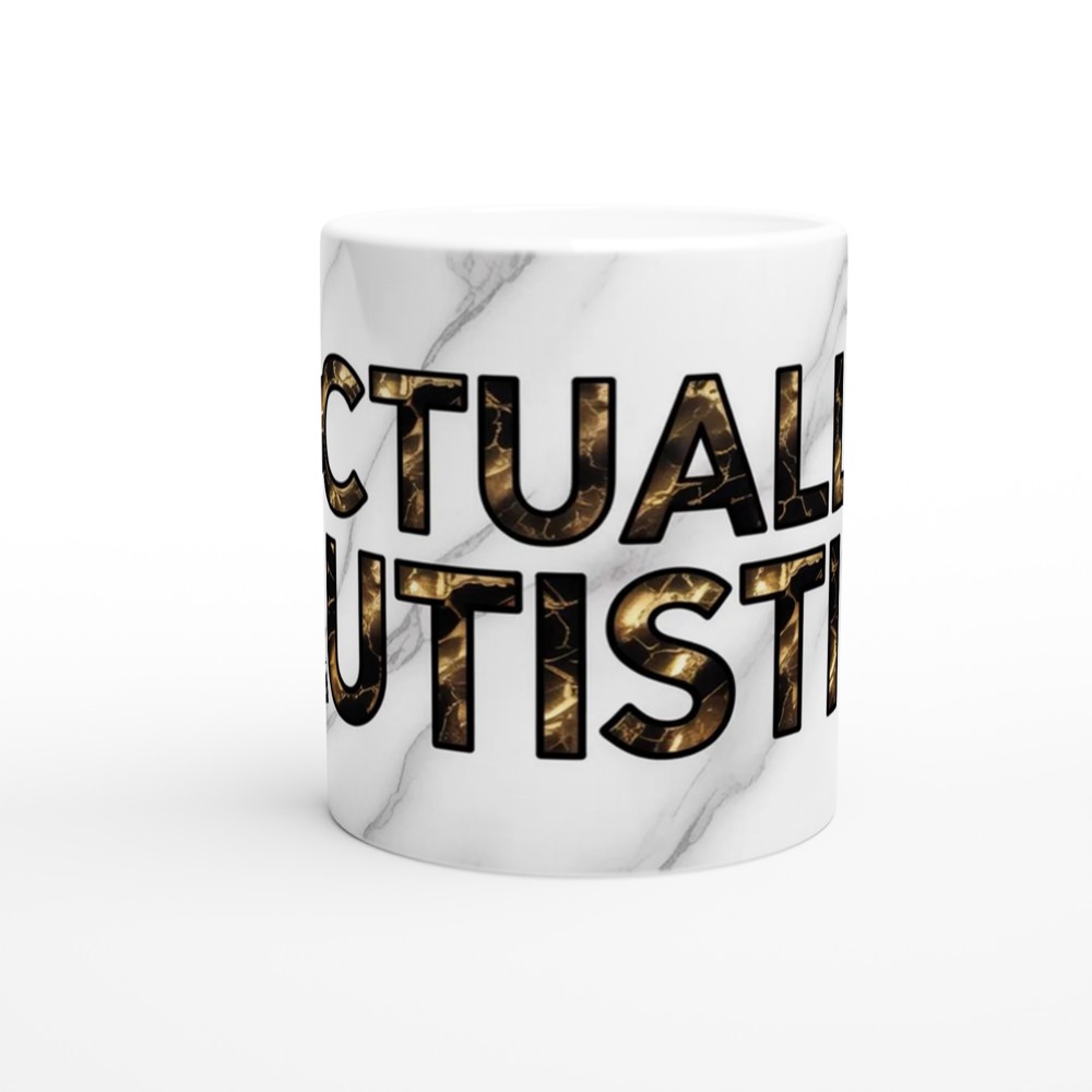 Actually Autistic Mug | Gold Marble Neurodiversity Gift | Autistic Pride Present | Minimalist Positivity Mug — view 11