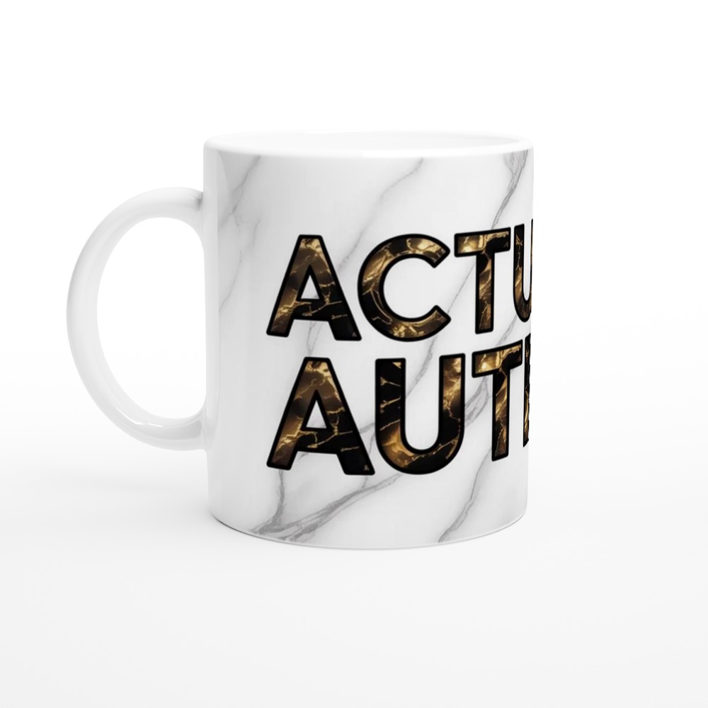 Actually Autistic Mug | Gold Marble Neurodiversity Gift | Autistic Pride Present | Minimalist Positivity Mug — view 10