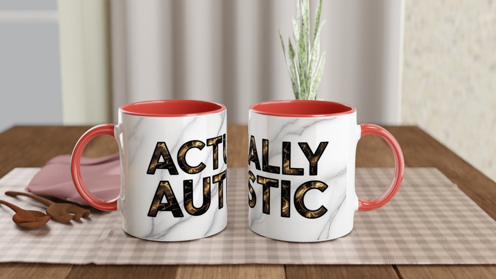 Actually Autistic Mug | Gold Marble Neurodiversity Gift | Autistic Pride Present | Minimalist Positivity Mug — view 7