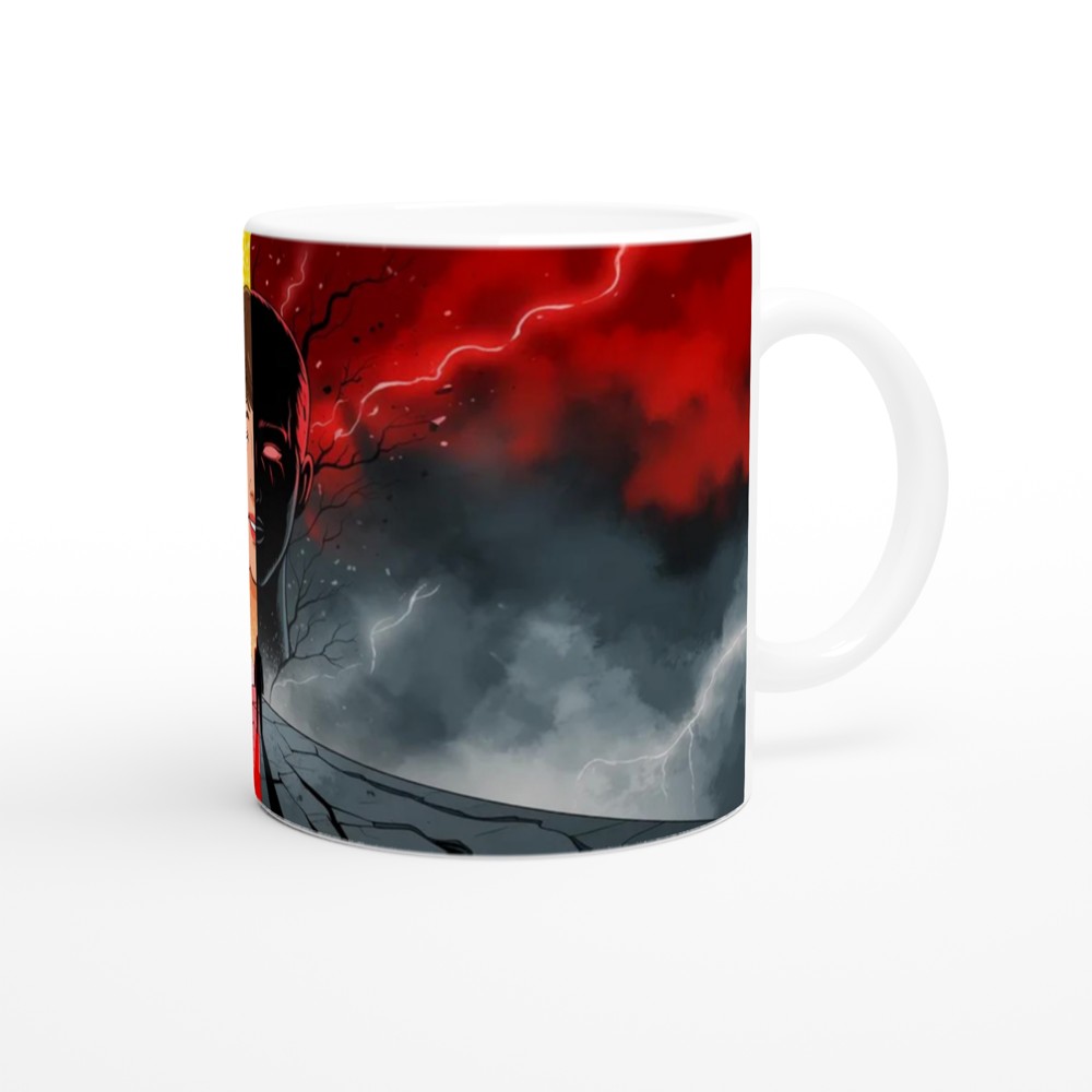 Duality Light and Dark Split Face Illustration Mug — view 12