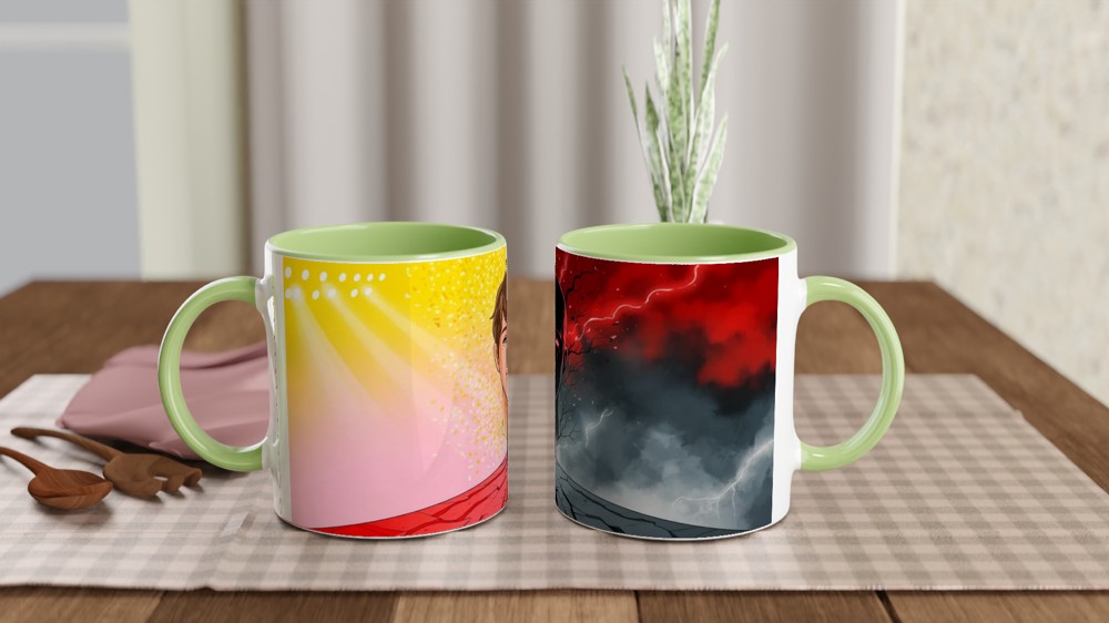 Duality Light and Dark Split Face Illustration Mug — view 5