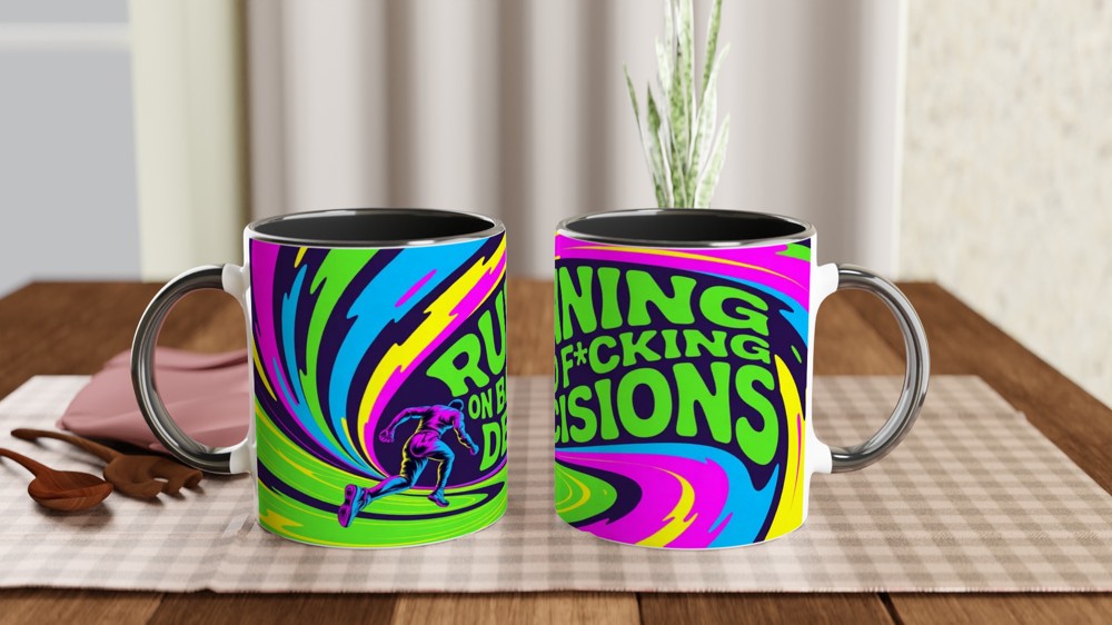 Running On Bad F*cking Decisions Psychedelic Mug — view 9